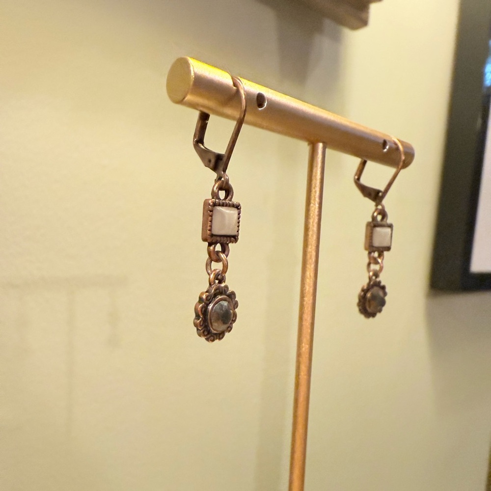 Vintage Gold and Silver 1” Drop Earrings - Picture 7 of 7